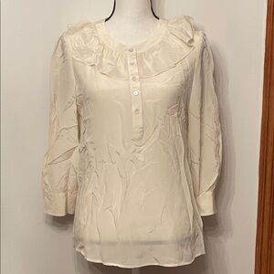 Tommy Hilfiger 100% Silk Ivory Ruffle Blouse